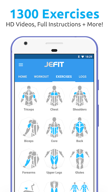 اپلیکیشن JEFIT Workout Planner Gym Log