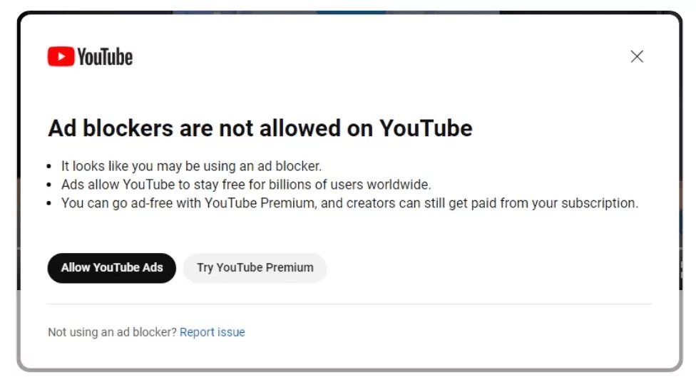 مسدودکننده‌های تبلیغات در یوتوب